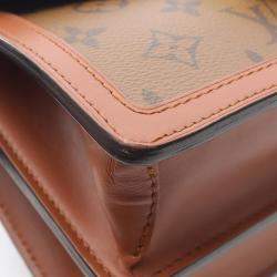 Pre Owned Louis Vuitton Dauphine Mm Monogram Reverse Shoulder Bag Coated Canvas And Leather Brown Beige