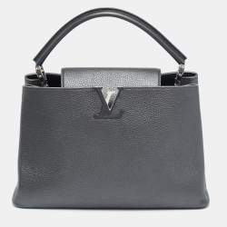 Pre Owned Louis Vuitton Capucines MM Grey Leather Bag