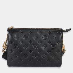Pre Owned Louis Vuitton Black Monogram Embossed Lambskin Coussin PM