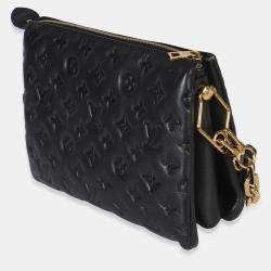 Pre Owned Louis Vuitton Black Monogram Embossed Lambskin Coussin PM