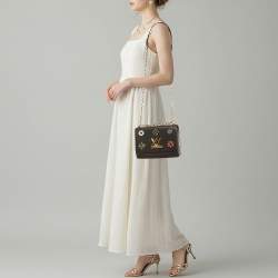 Pre Owned Louis Vuitton Twist MM Mechanical Flowers Black Epi Leather Shoulder Bag