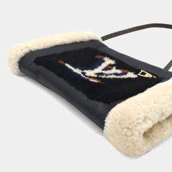 Pre Owned Louis Vuitton Beige, White Calf Leather and Shearling Fur Teddy Muffle Handbag