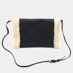 Pre Owned Louis Vuitton Beige, White Calf Leather and Shearling Fur Teddy Muffle Handbag