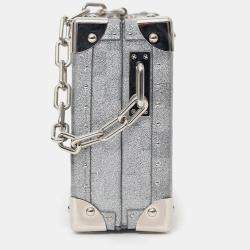 مملوكة مسبقًا حقيبة لويس فيتون حقيبة مستندات مخصصة ترنك فضية بريق ألومنيوم مونوجرام مع حزام