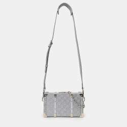 مملوكة مسبقًا حقيبة لويس فيتون حقيبة مستندات مخصصة ترنك فضية بريق ألومنيوم مونوجرام مع حزام