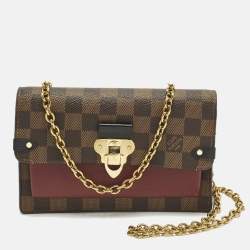 Pre Owned Louis Vuitton Vavin Bordeaux Damier Ebene Canvas Wallet On Chain