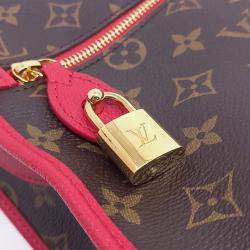Pre Owned Louis Vuitton Brown, Red Coated Canvas Popincourt PM