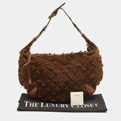 مملوكة مسبقًا Louis Vuitton Onatah Fleurs GM Cacao Monogram Suede Bag