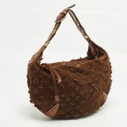 مملوكة مسبقًا Louis Vuitton Onatah Fleurs GM Cacao Monogram Suede Bag