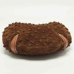 مملوكة مسبقًا Louis Vuitton Onatah Fleurs GM Cacao Monogram Suede Bag