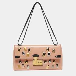 Pre Owned Louis Vuitton Glazed Leather Peach/Black Sac Triangle PM Bag