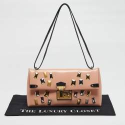 Pre Owned Louis Vuitton Glazed Leather Peach/Black Sac Triangle PM Bag
