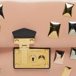 Pre Owned Louis Vuitton Glazed Leather Peach/Black Sac Triangle PM Bag