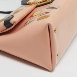 Pre Owned Louis Vuitton Glazed Leather Peach/Black Sac Triangle PM Bag