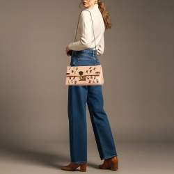 Pre Owned Louis Vuitton Glazed Leather Peach/Black Sac Triangle PM Bag