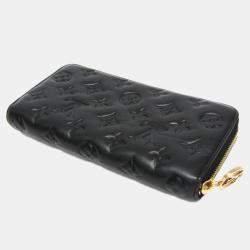 Pre Owned Louis Vuitton Coussin Zippy Wallet Lamb Leather Long Wallet bi-fold Black