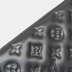 Pre Owned Louis Vuitton Coussin Zippy Wallet Lamb Leather Long Wallet bi-fold Black
