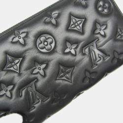 Pre Owned Louis Vuitton Coussin Zippy Wallet Lamb Leather Long Wallet bi-fold Black