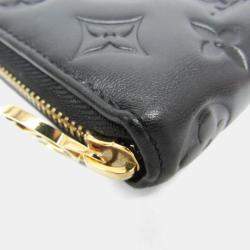 Pre Owned Louis Vuitton Coussin Zippy Wallet Lamb Leather Long Wallet bi-fold Black