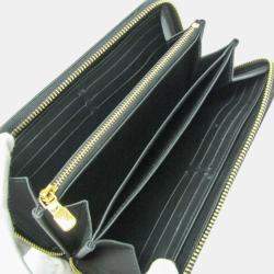 Pre Owned Louis Vuitton Coussin Zippy Wallet Lamb Leather Long Wallet bi-fold Black