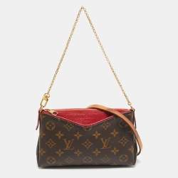 Pre Owned Louis Vuitton Pallas Cherry Monogram Canvas Chain Clutch