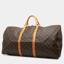 Pre Owned Louis Vuitton Brown Monogram Keepall Bandouliere 60