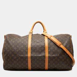 Pre Owned Louis Vuitton Brown Monogram Keepall Bandouliere 60