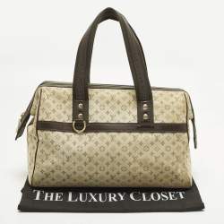 Pre Owned Louis Vuitton Josephine GM Green/Brown Monogram Mini Lin Canvas Bag