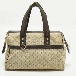 Pre Owned Louis Vuitton Josephine GM Green/Brown Monogram Mini Lin Canvas Bag