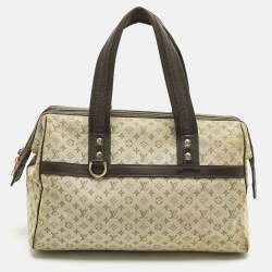 Pre Owned Louis Vuitton Josephine GM Green/Brown Monogram Mini Lin Canvas Bag