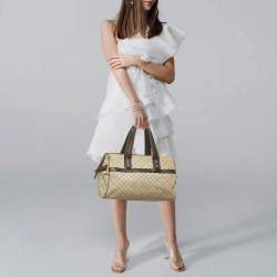 Pre Owned Louis Vuitton Josephine GM Green/Brown Monogram Mini Lin Canvas Bag