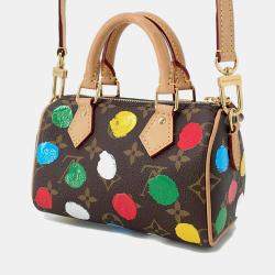 Pre Owned Louis Vuitton Lv X Yk Nano Speedy Red Monogram Painted Dot Size Nano