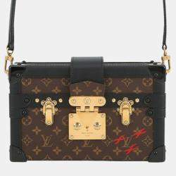 Pre Owned Louis Vuitton Black Brown Monogram Petite Malle