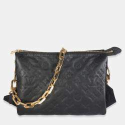 Pre Owned Louis Vuitton Black Monogram Embossed Lambskin Coussin PM