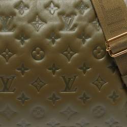 Pre Owned Louis Vuitton Coussin MM Khaki Monogram Embossed Leather Shoulder Bag