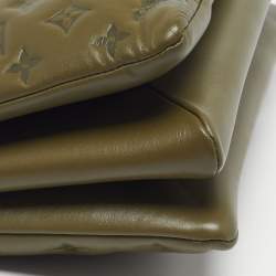 Pre Owned Louis Vuitton Coussin MM Khaki Monogram Embossed Leather Shoulder Bag