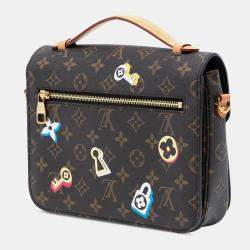 Pre Owned Louis Vuitton Brown Monogram Love Lock Pochette Metis