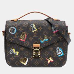 Pre Owned Louis Vuitton Brown Monogram Love Lock Pochette Metis