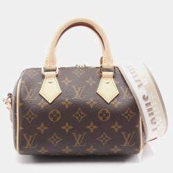 Pre Owned Louis Vuitton Speedy Bandouliere 20 Handbag Coated Canvas And Leather Monogram Brown