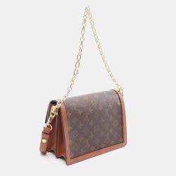 Pre Owned Louis Vuitton Dauphine Mm Shoulder Bag Coated Canvas And Leather Monogram Reverse Brown Beige