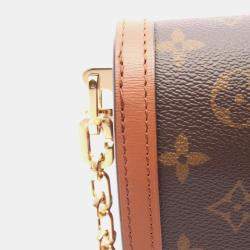 Pre Owned Louis Vuitton Dauphine Mm Shoulder Bag Coated Canvas And Leather Monogram Reverse Brown Beige