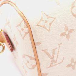 Pre Owned Louis Vuitton Speedy Bandouliere 20 Handbag Coated Canvas And Leather Monogram White Beige Black