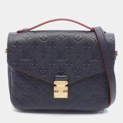 Pre Owned Louis Vuitton Metis Pochette Handbag In Monogram Empreinte Leather Navy Blue