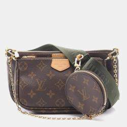 Pre Owned Louis Vuitton Multi Pochette Accessoires Monogram Khaki Shoulder Bag Coated Canvas And Leather Brown Khaki