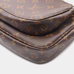 Pre Owned Louis Vuitton Multi Pochette Accessoires Monogram Khaki Shoulder Bag Coated Canvas And Leather Brown Khaki