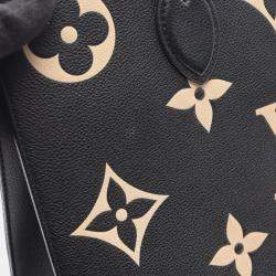Pre Owned Louis Vuitton On The Go Mm Two-Tone Tote Bag In Monogram Empreinte Grained Leather Black And Beige