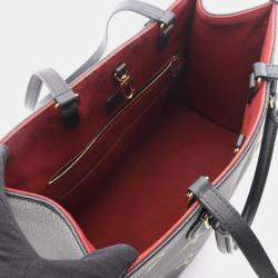 Pre Owned Louis Vuitton On The Go Mm Two-Tone Tote Bag In Monogram Empreinte Grained Leather Black And Beige