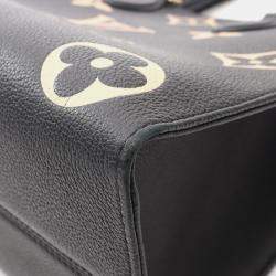 Pre Owned Louis Vuitton On The Go Mm Two-Tone Tote Bag In Monogram Empreinte Grained Leather Black And Beige