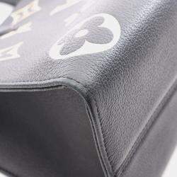 Pre Owned Louis Vuitton On The Go Mm Two-Tone Tote Bag In Monogram Empreinte Grained Leather Black And Beige