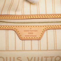 مملوكة مسبقًا Louis Vuitton White Damier Azur Neverfull MM